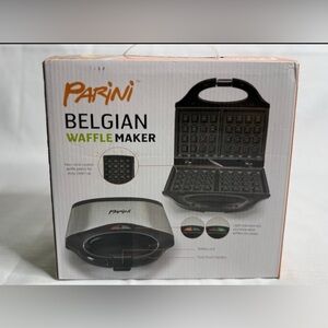 Parini Cool-Touch Belgian Roast Waffle Baker Maker AK-C008 Silver New